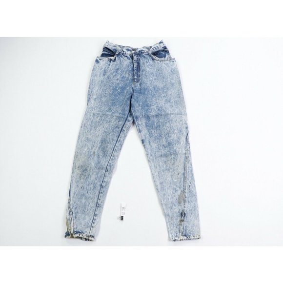 Vintage 80s Streetwear Distressed Tapered Leg Acid Wash Jeans USA - Picture 1 of 12